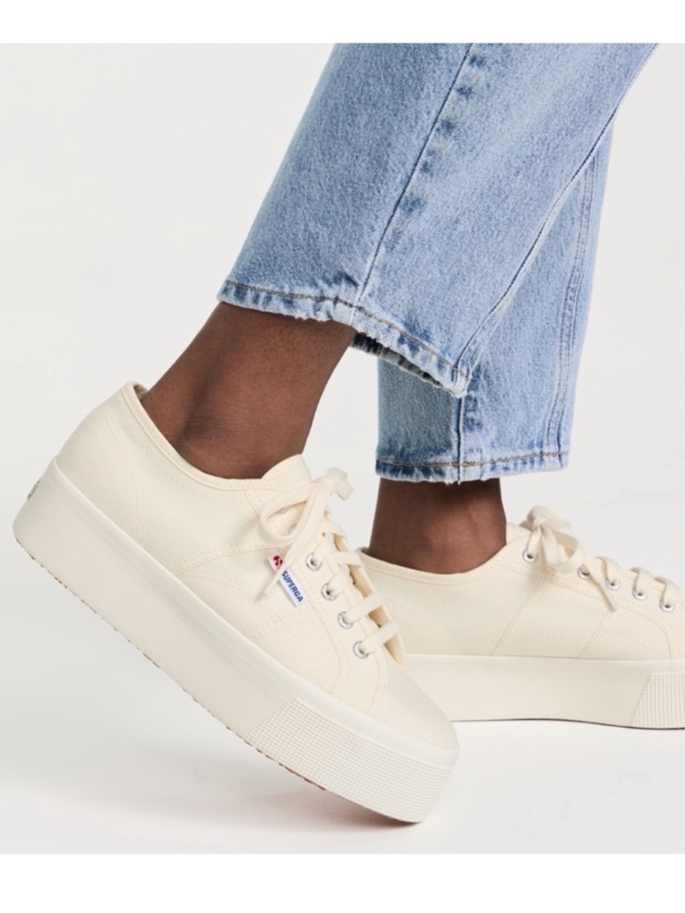 Superga Women's 2790 Beige-Natural Canvas Platform Sneaker—7.5